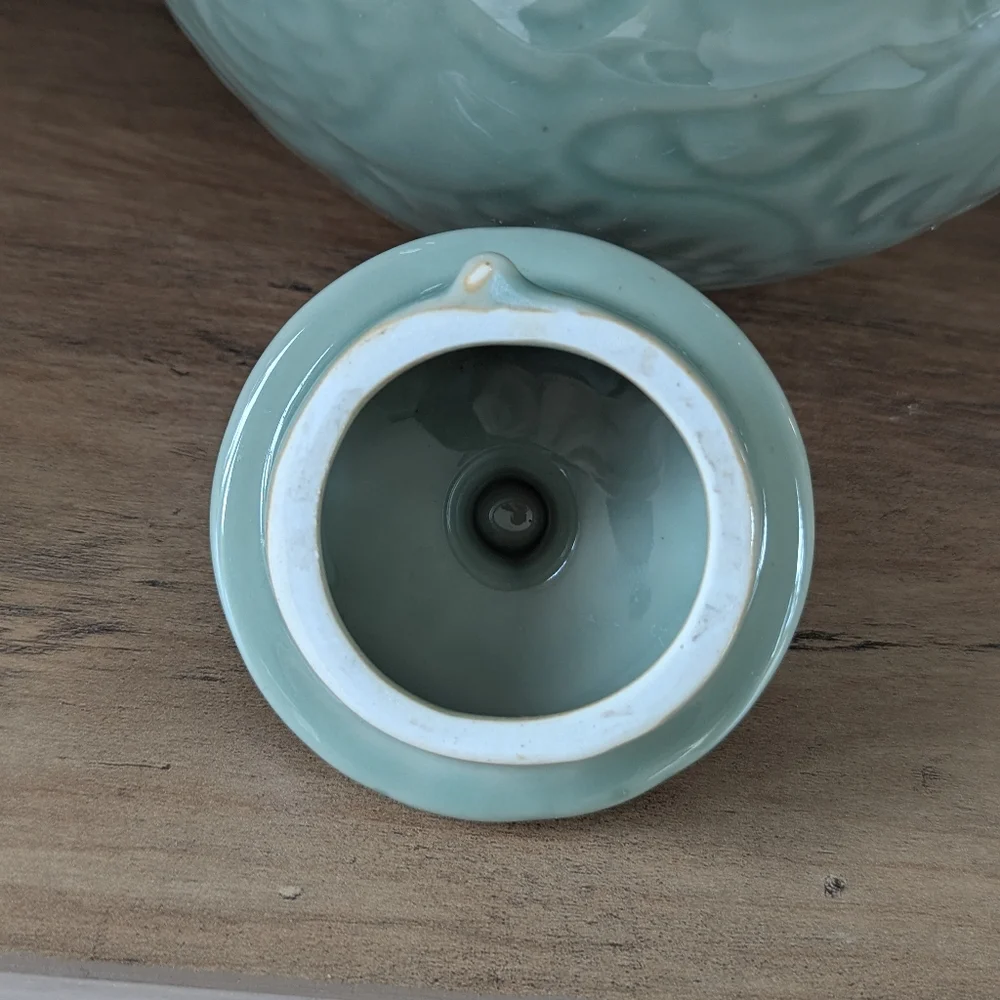 Japanese Clay Celadon Green Glaze 10 Inch Teapot